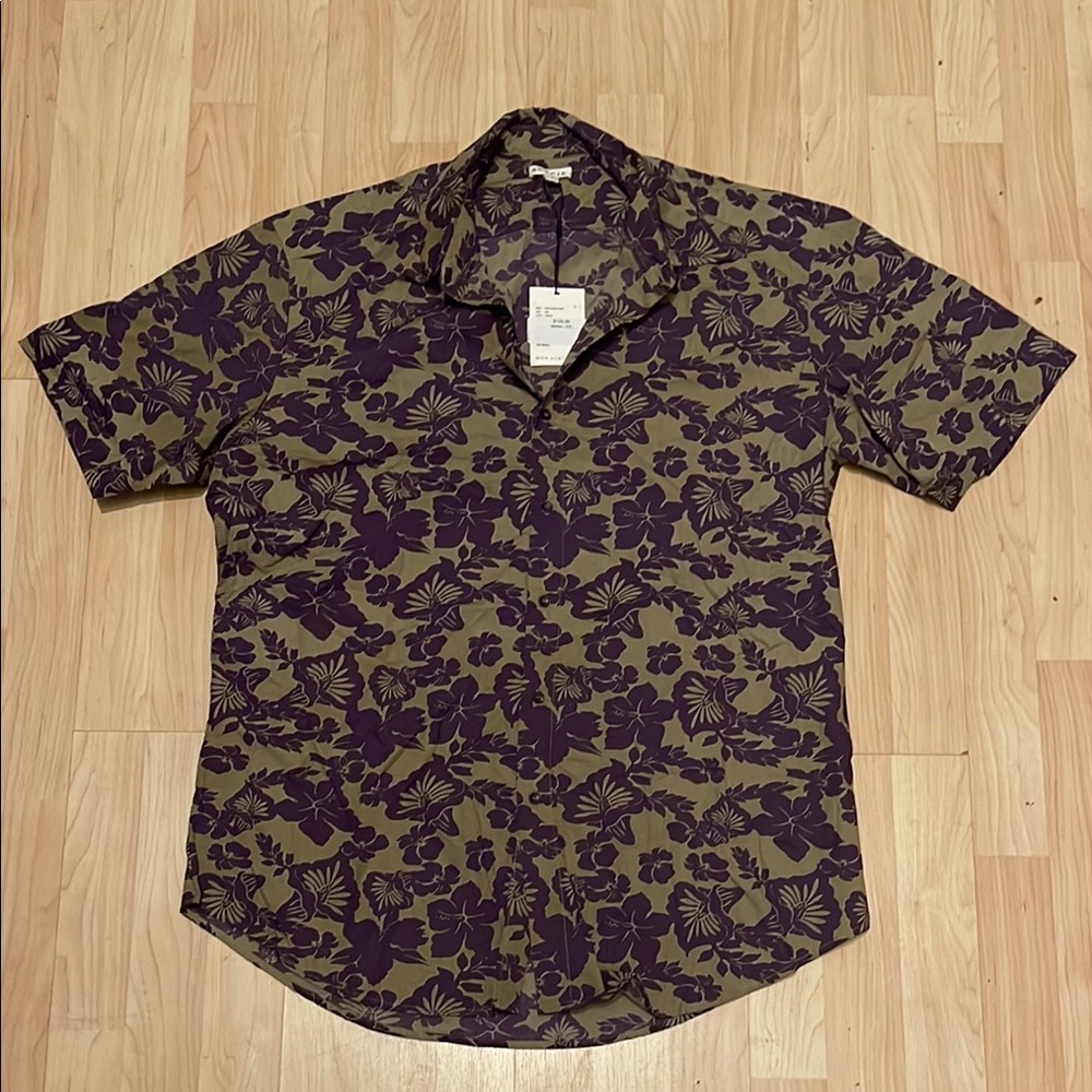 Acacia Swimwear Purple and Brown Casual Button Down Shirt